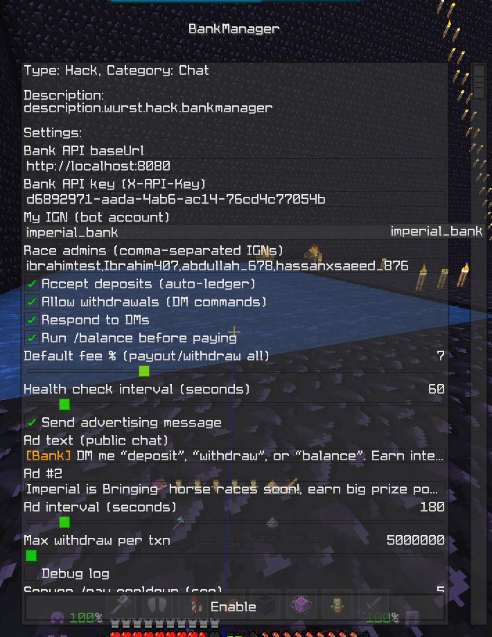 Minecraft client-side Bank - Slide 1 - Web Development Project