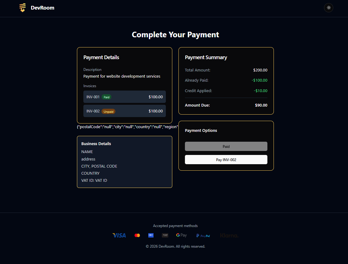 Invoice Page Prototype - Slide 3 - Web Development Project